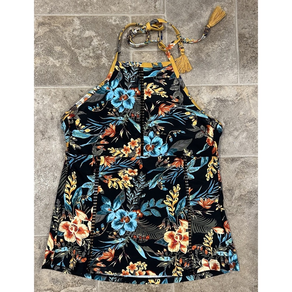 Time & Tru Halter Floral Swim Top Size 4-6‎